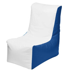 as a boat owner, i recommend this modern marine bean bag chair—white seat, blue sides, high backrest—perfect for on-deck lounging. marine bean bag, wedge for boat